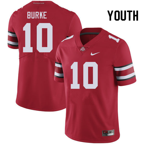 Youth #10 Denzel Burke Ohio State Buckeyes College Football Jerseys Stitched-Red